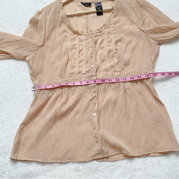 Nude Sheer Peasant Blouse - Picture 4 of 10